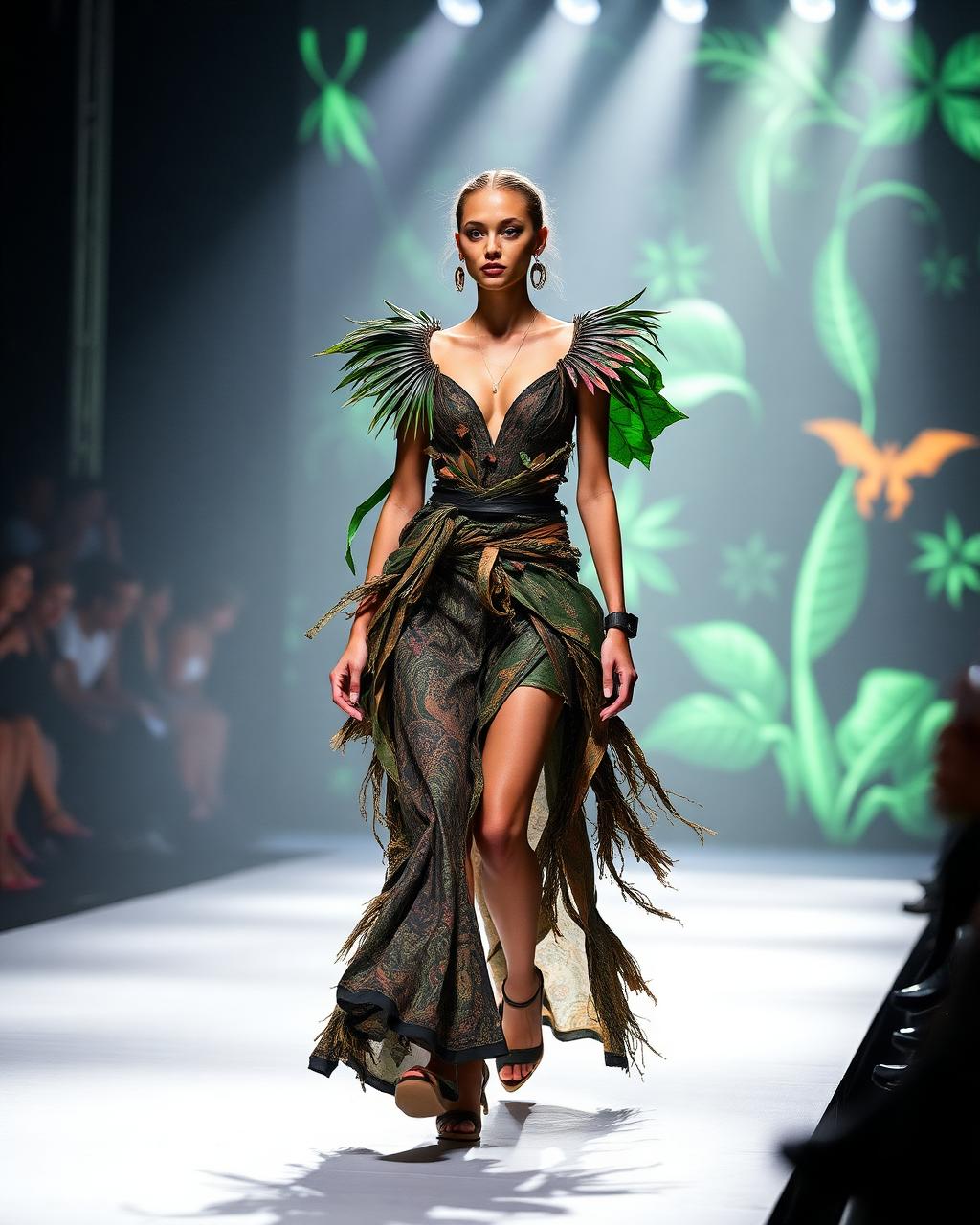 Modelo em desfile sustentável